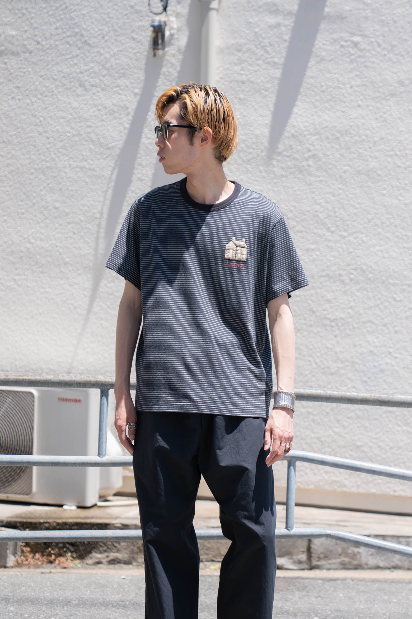 Hand-Embroidered Stripe T-Shirt
