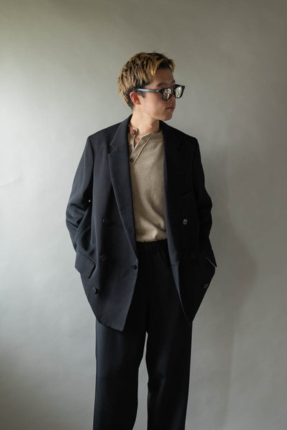 Double-breasted Jacket in Rayon Tricotine