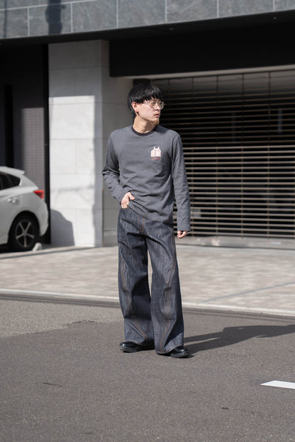 Hand-Embroidered Stripe Long Sleeve T-Shirt