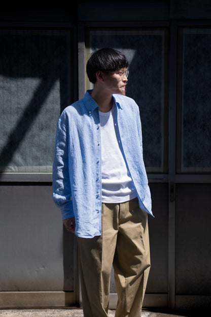 water twisted linen glen check shirt