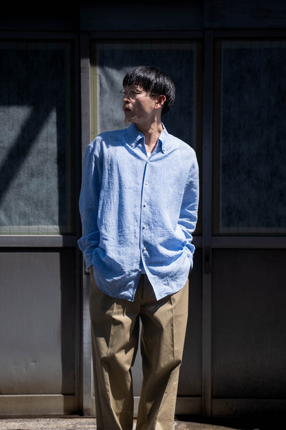 water twisted linen glen check shirt
