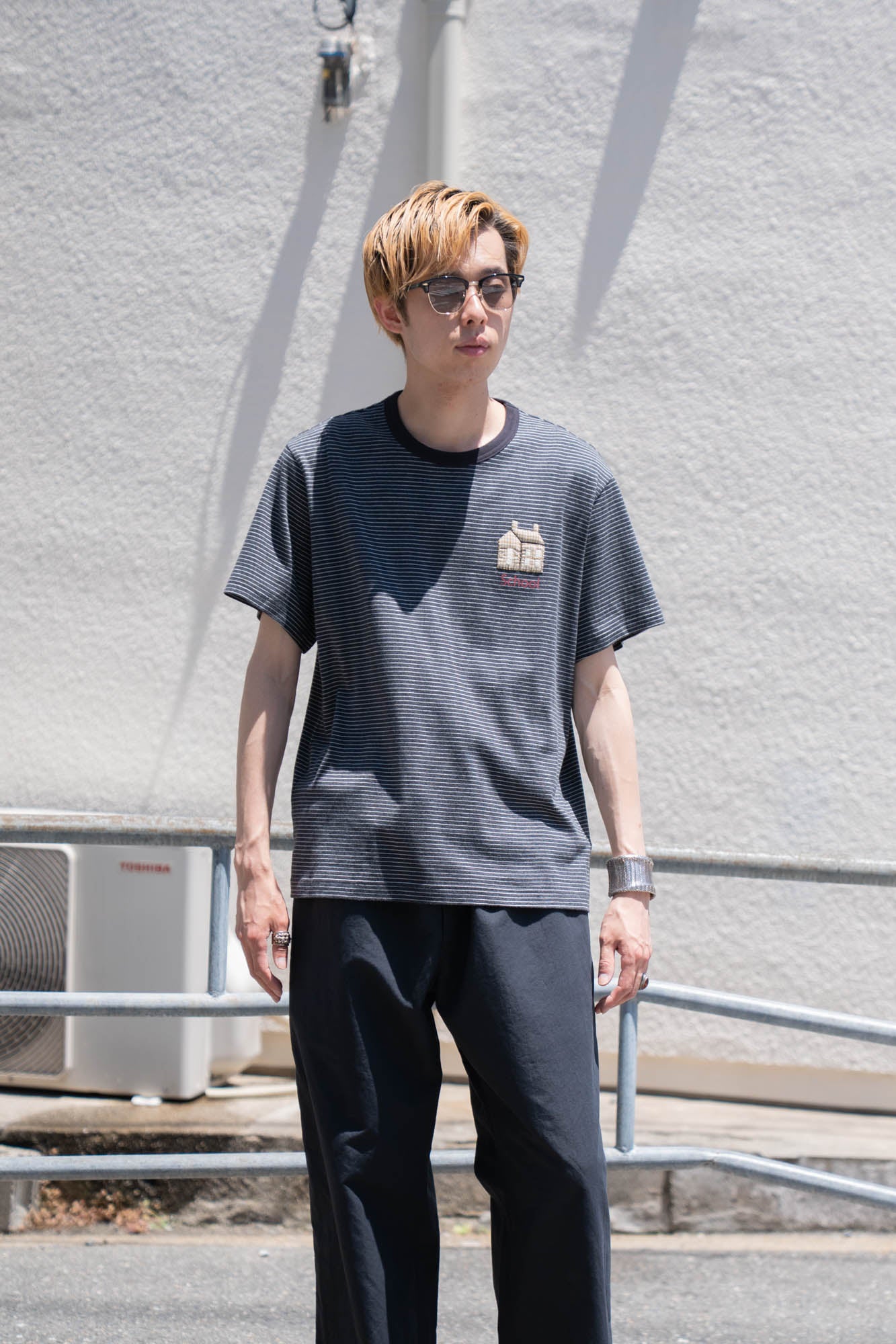 Hand-Embroidered Stripe T-Shirt