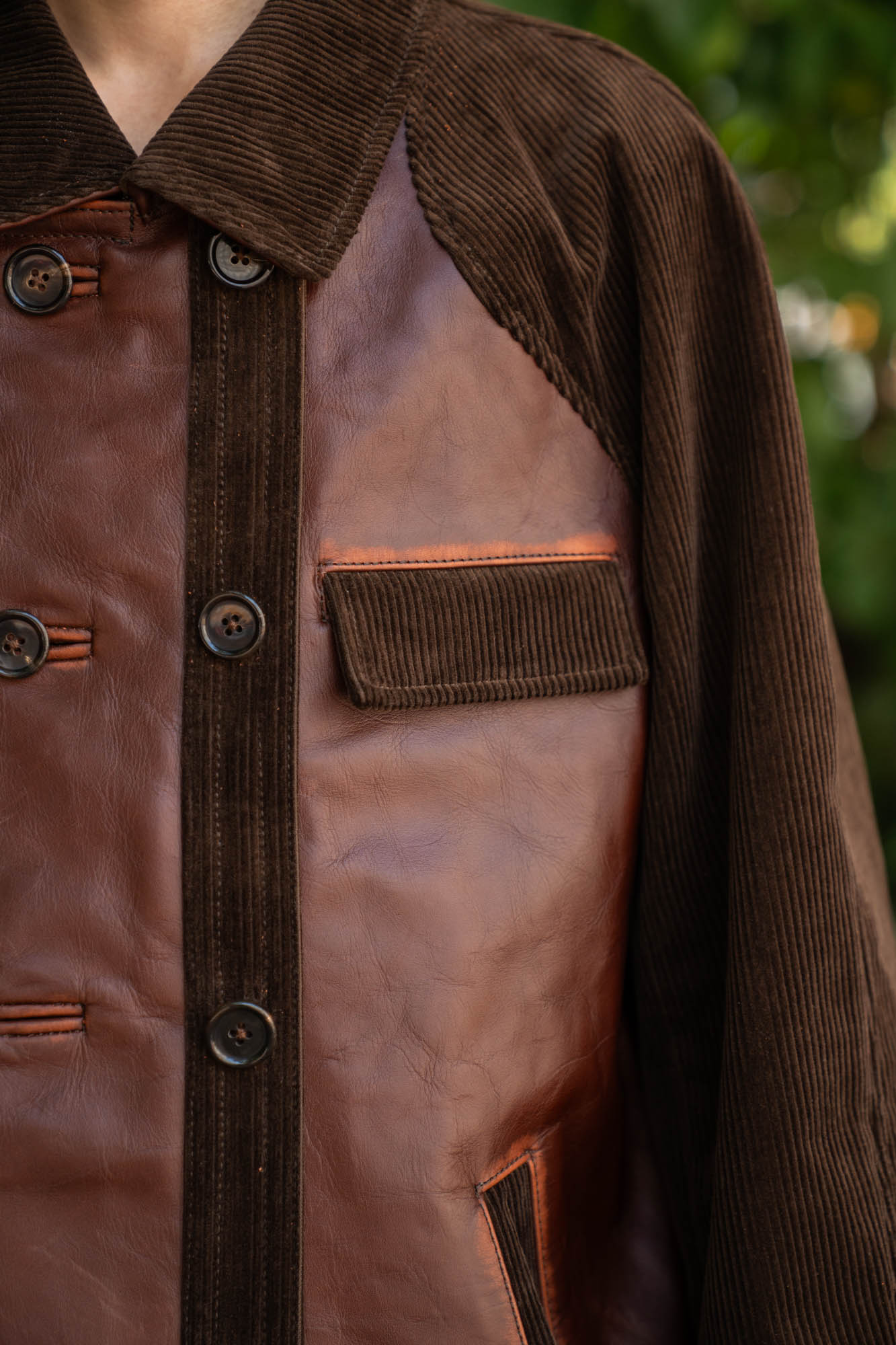 Combination leather jacket