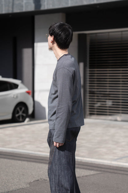 Hand-Embroidered Stripe Long Sleeve T-Shirt