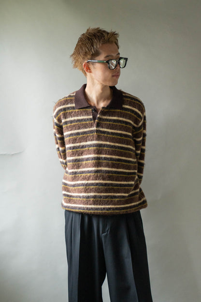 KID MOHAIR RIBBED KNIT POLO LS(ST.1647)