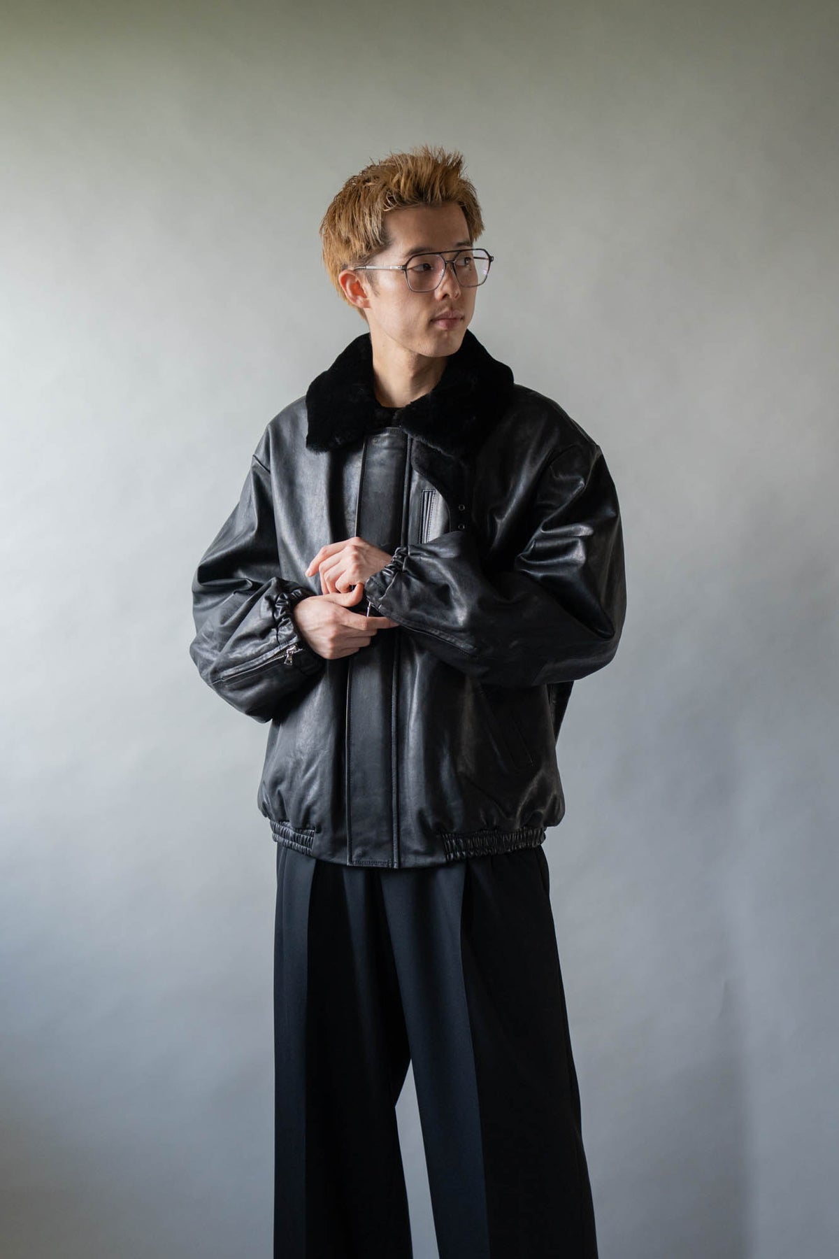 MOUTON COLLAR CALF ZIP JACKET(ST.1549)