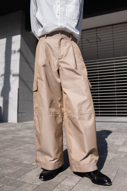 Giza cotton cargo tuck pants