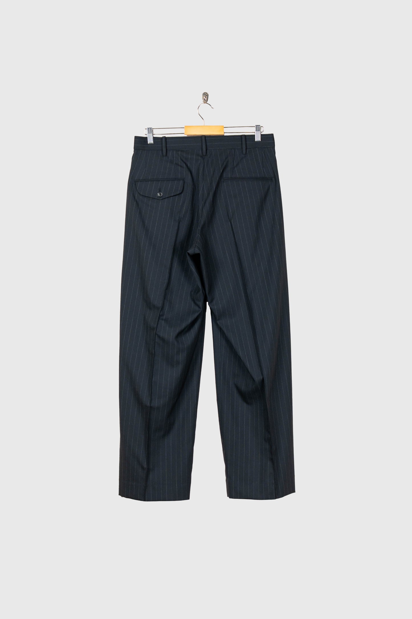Pleated Stripe Summer Wool Pants