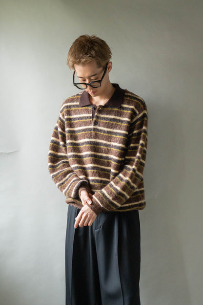 KID MOHAIR RIBBED KNIT POLO LS(ST.1647)