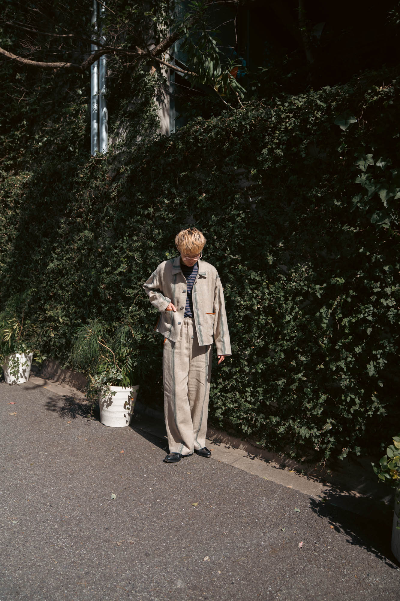 FLLOWER SAK LINEN STRIPE JACKET