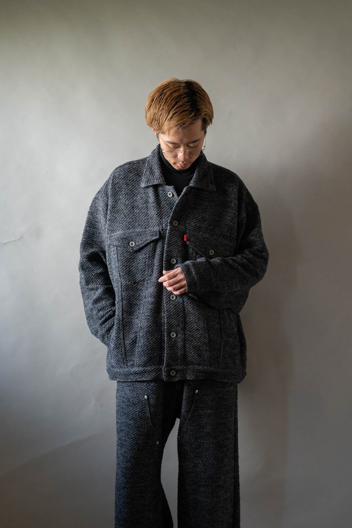 Hand Stitched Rigid Denim Knit Jacket
