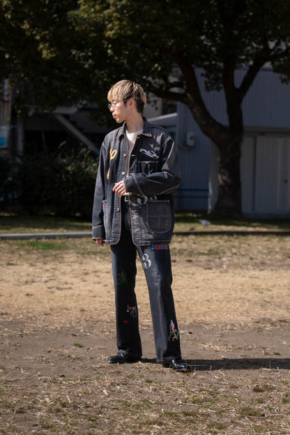 Hand-Embroidered Denim Coverall