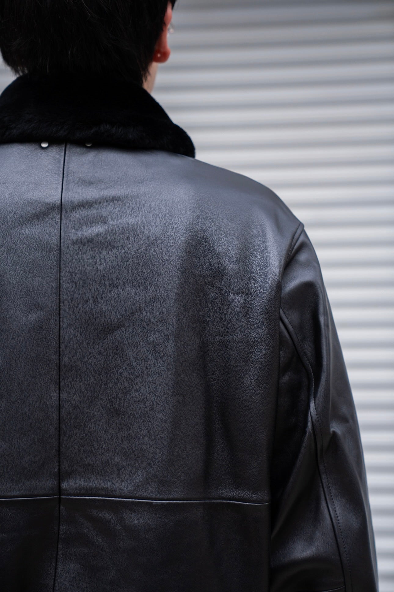 MOUTON COLLAR SHEEP LEATHER ZIP JACKET(ST.1216)