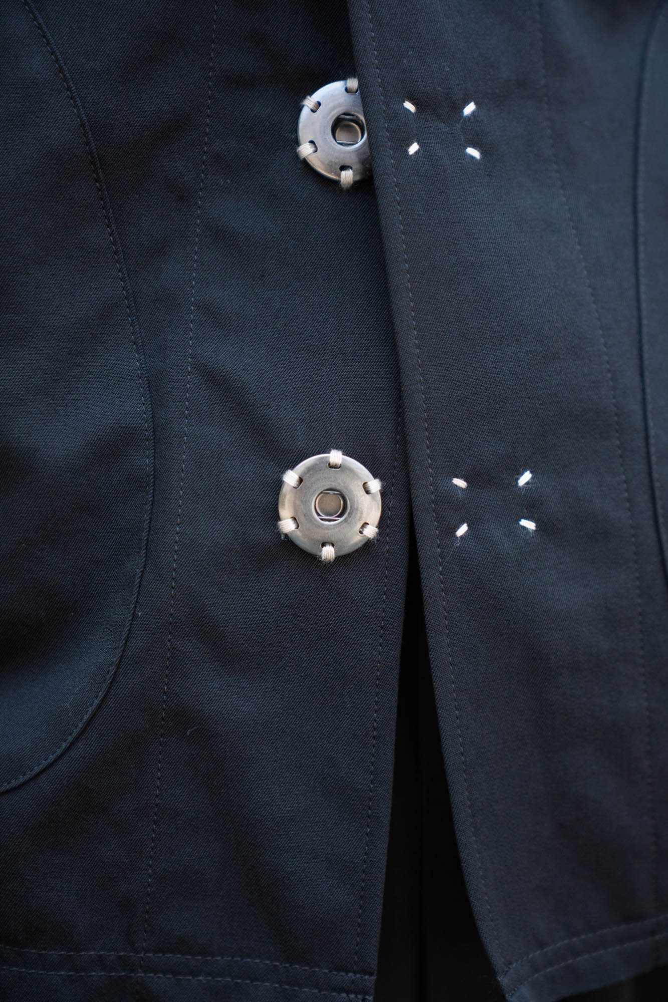 No-collar wool gabardine jacket
