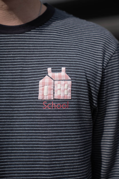 Hand-Embroidered Stripe Long Sleeve T-Shirt