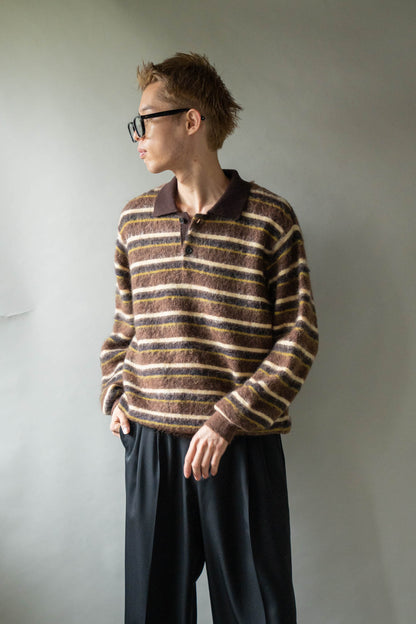 KID MOHAIR RIBBED KNIT POLO LS(ST.1647)