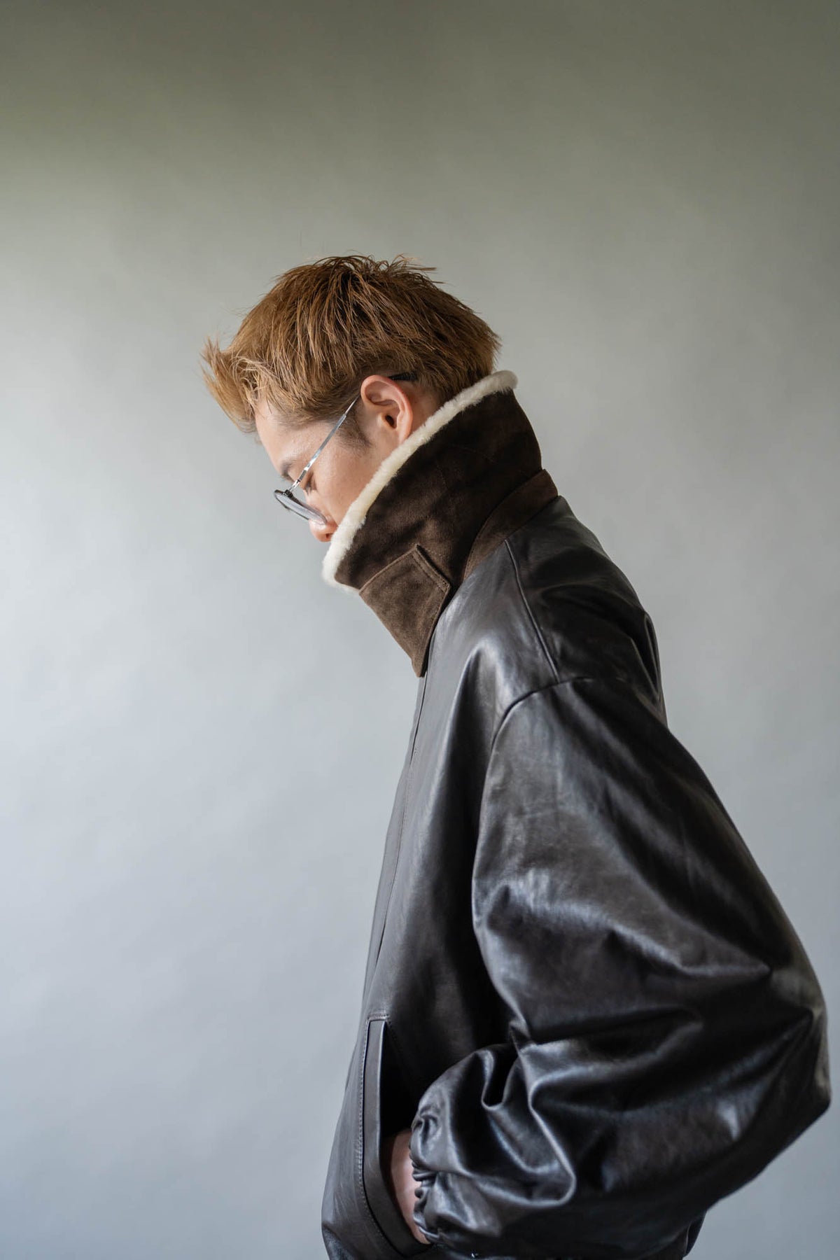 MOUTON COLLAR CALF ZIP JACKET(ST.1549)