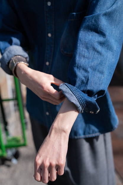 Hand-Embroidered Denim Shirt