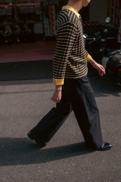 KNITTED CROPPED POLO SHIRT