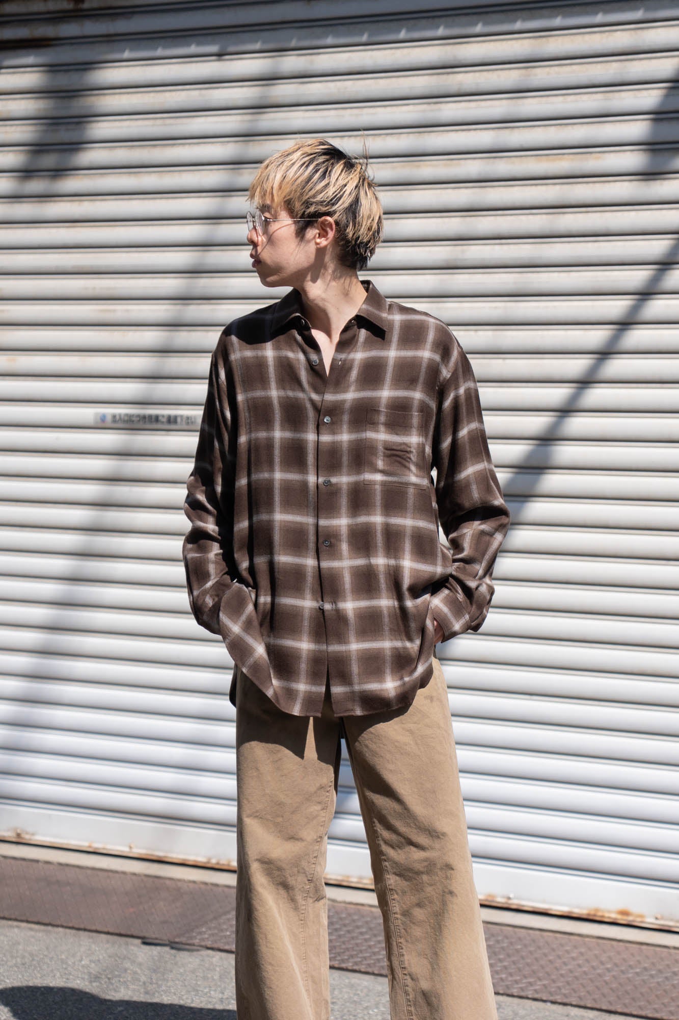 LY/VIS CHECK OVERSIZED LS SHIRT(ST.1461)