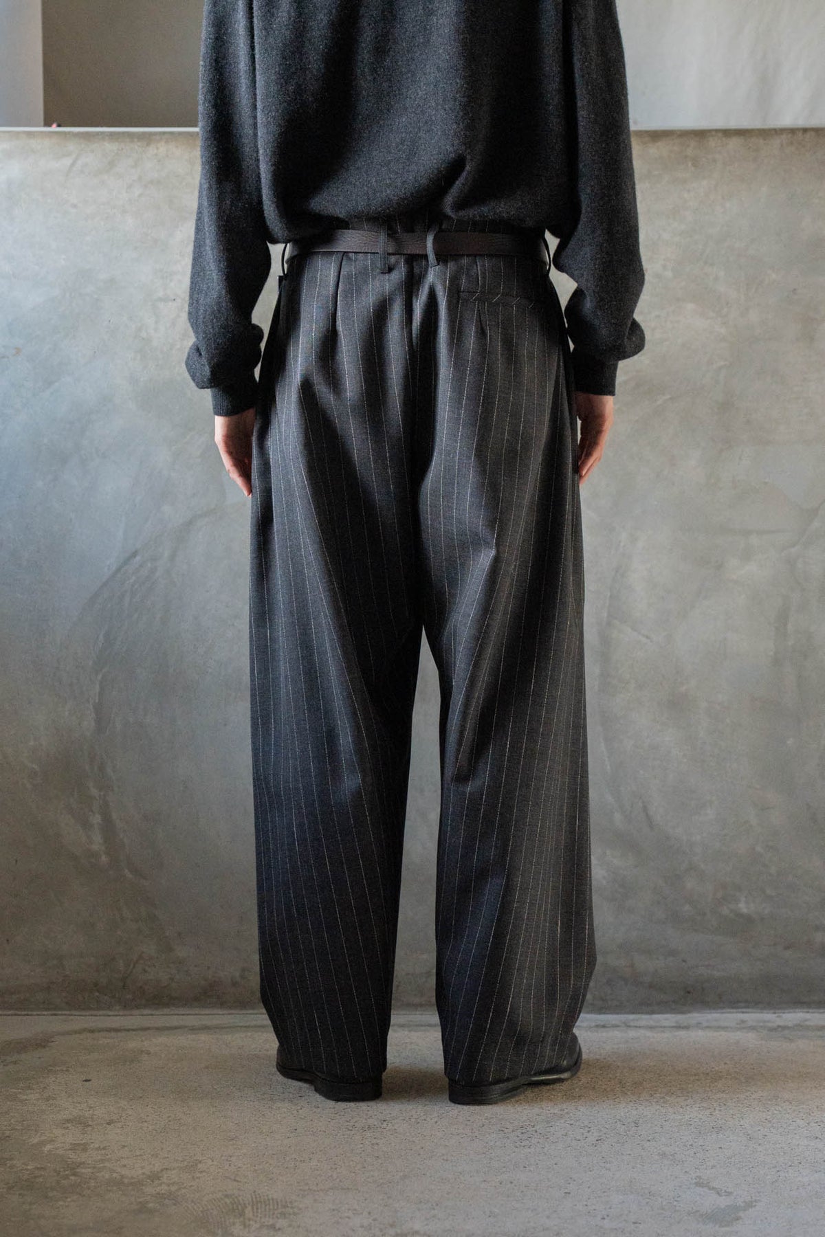 5-Tuck Trousers in Wool Pinstripe