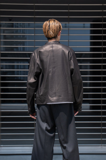 Lamb Leather Zip Short Jacket