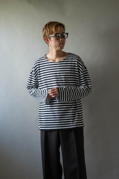 BORDER LONG T SHIRT