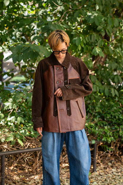 Combination leather jacket