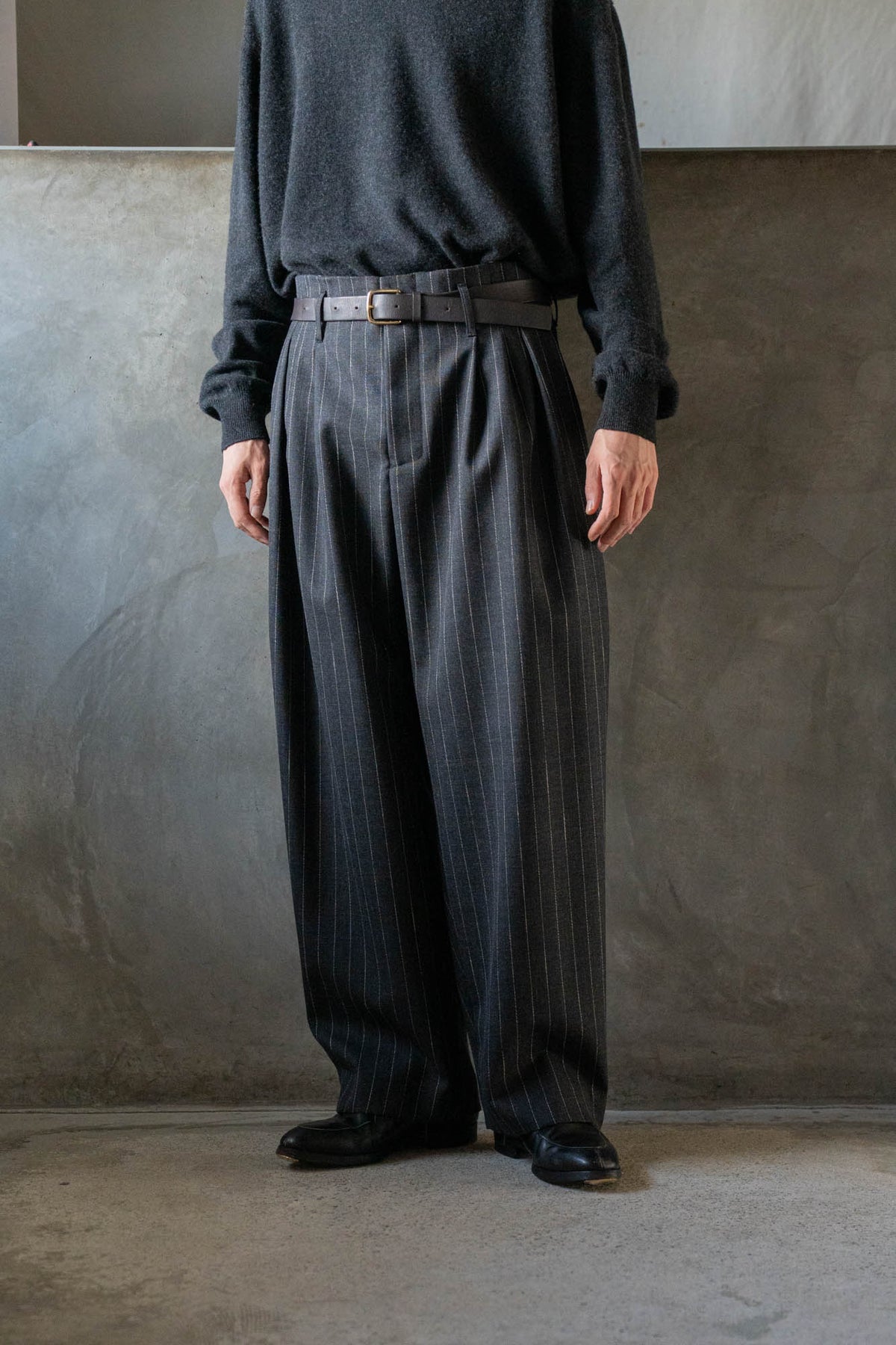 5-Tuck Trousers in Wool Pinstripe