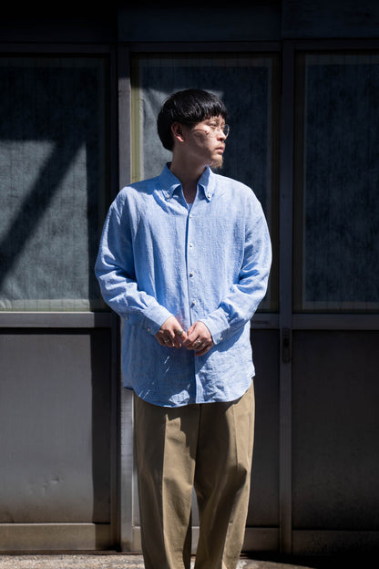 water twisted linen glen check shirt