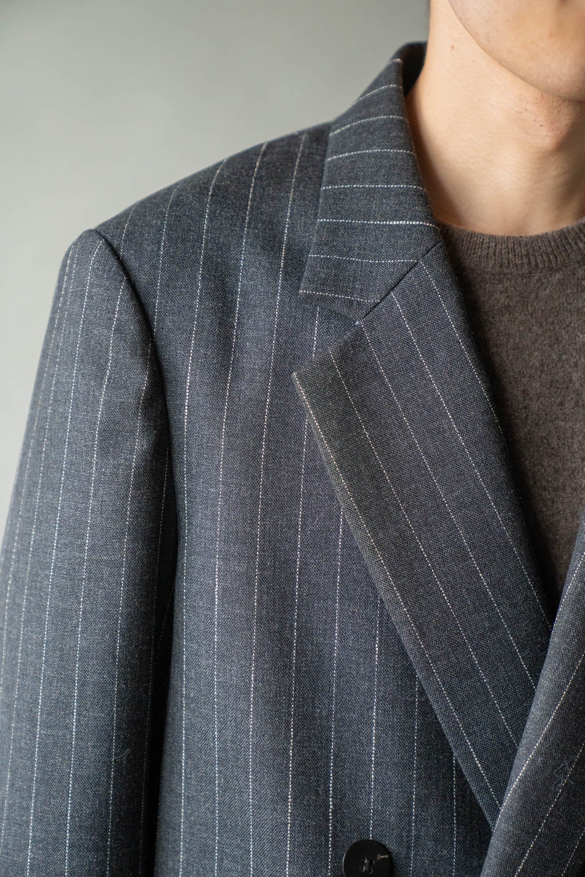 Double-Breasted Jacket in Wool Pinstripe