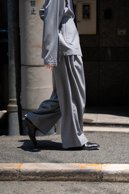 No-collar wool gabardine jacket