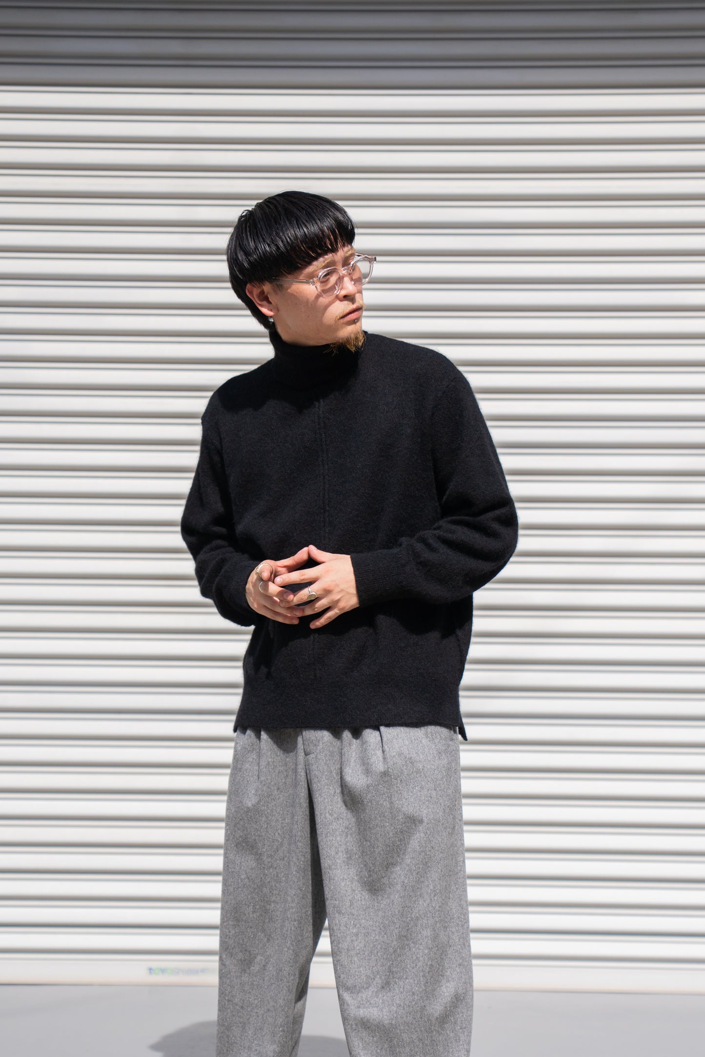 WOOL/ALPACA KNIT LOOSE TURTLE NECK PO(ST.1295)