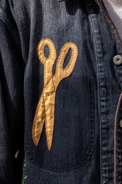 Hand-Embroidered Denim Coverall