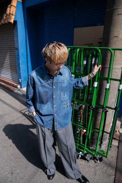Hand-Embroidered Denim Shirt