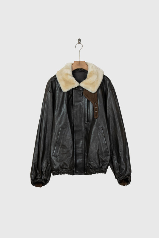 MOUTON COLLAR CALF ZIP JACKET(ST.1549)