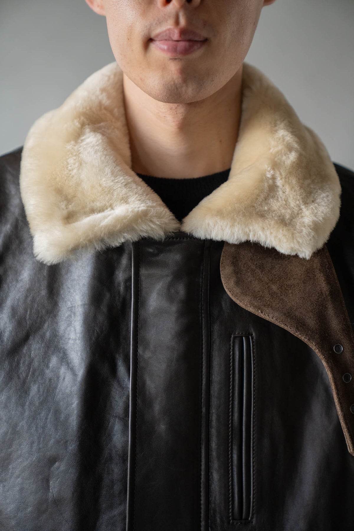 MOUTON COLLAR CALF ZIP JACKET(ST.1549)