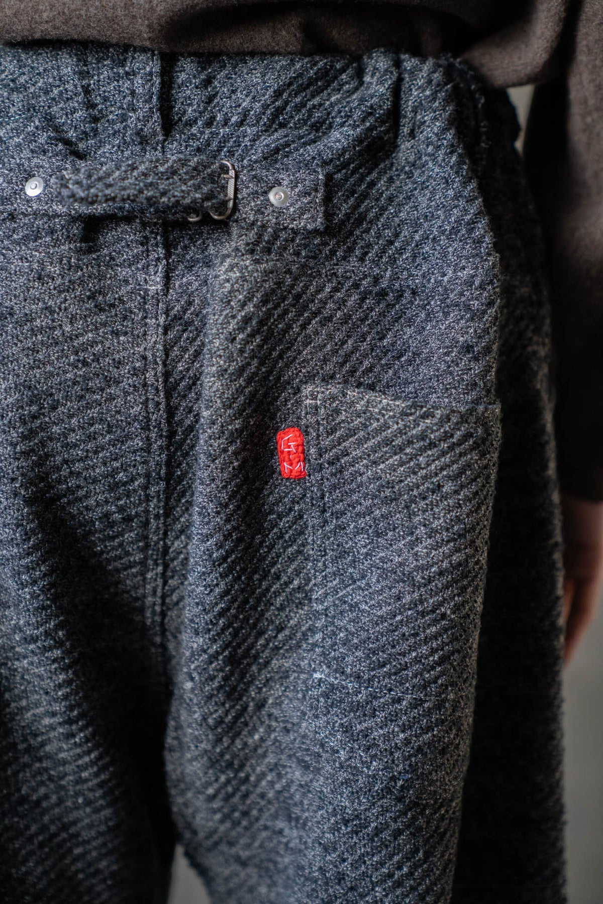 Hand Stitched Rigid Denim Knit Pants