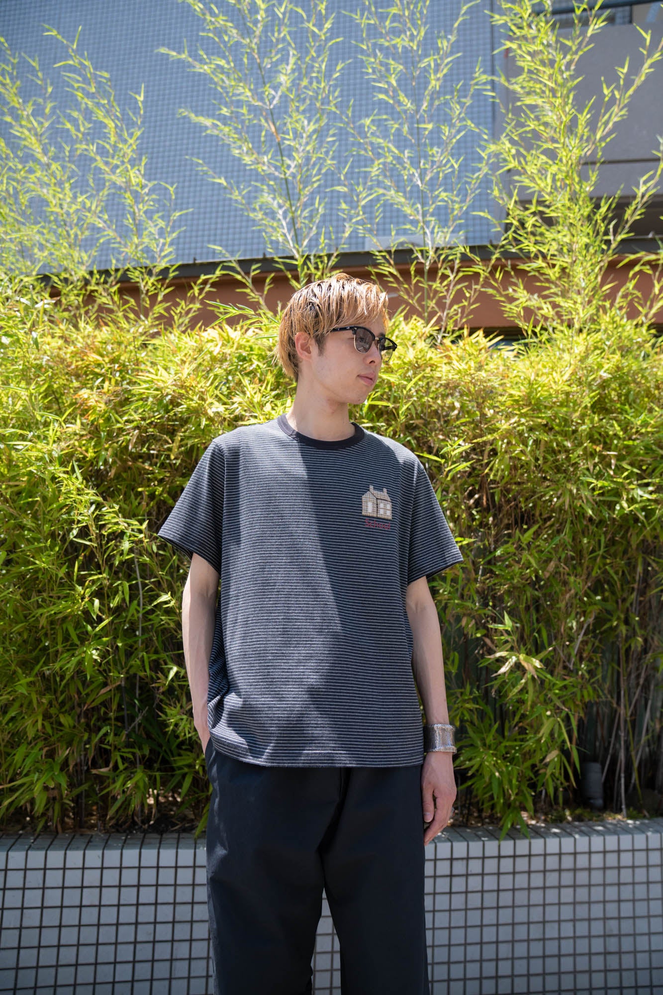 Hand-Embroidered Stripe T-Shirt