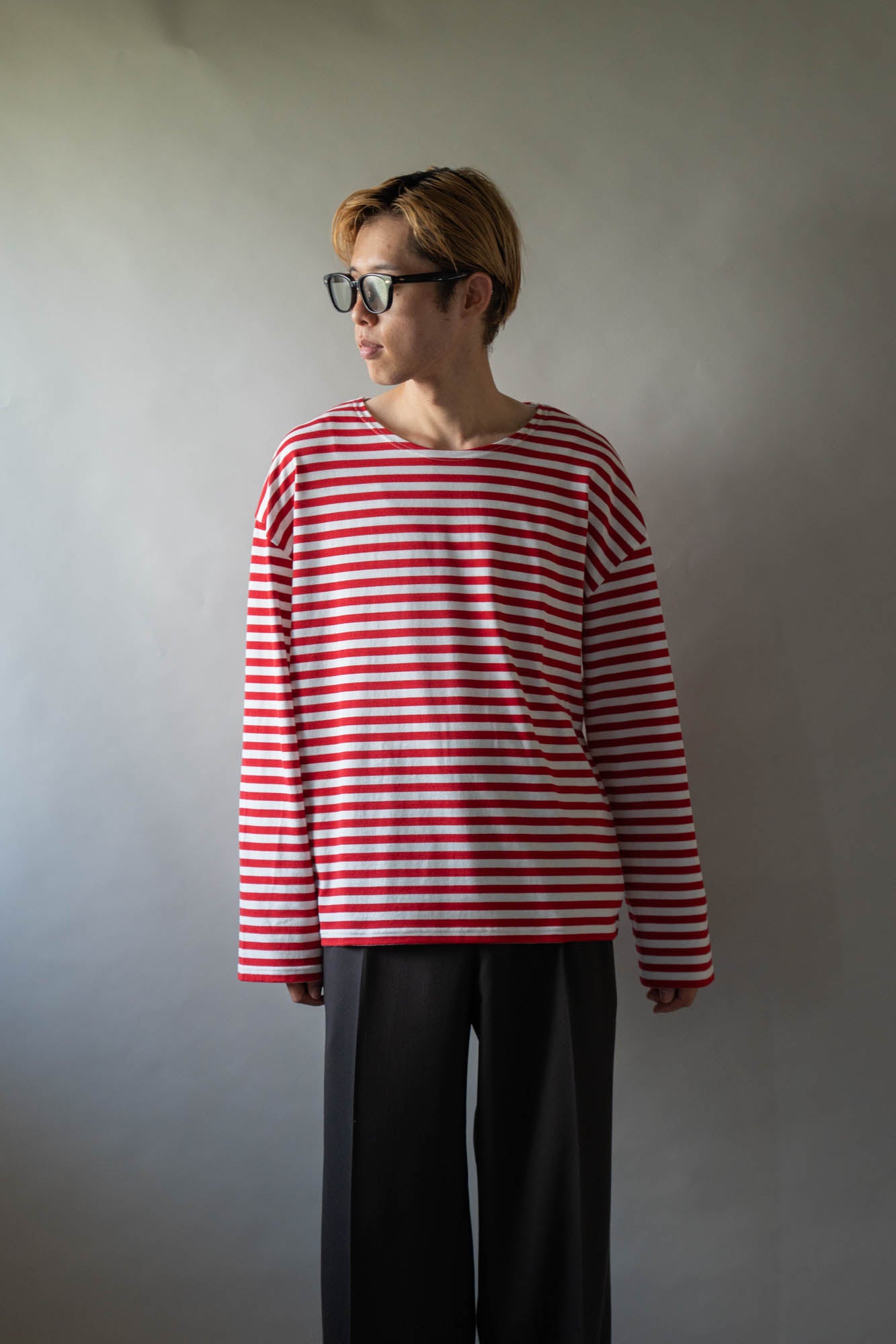 BORDER LONG T SHIRT