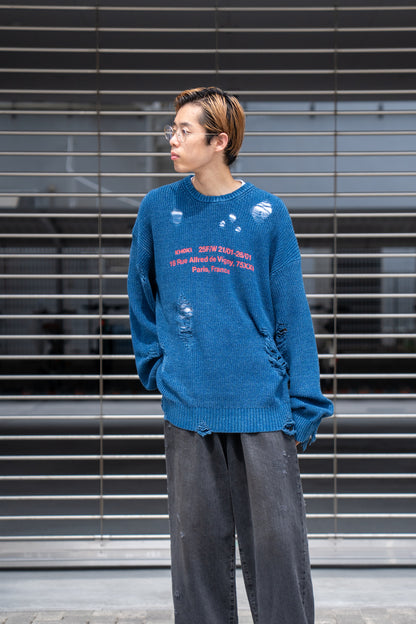 Indigo pullover knit