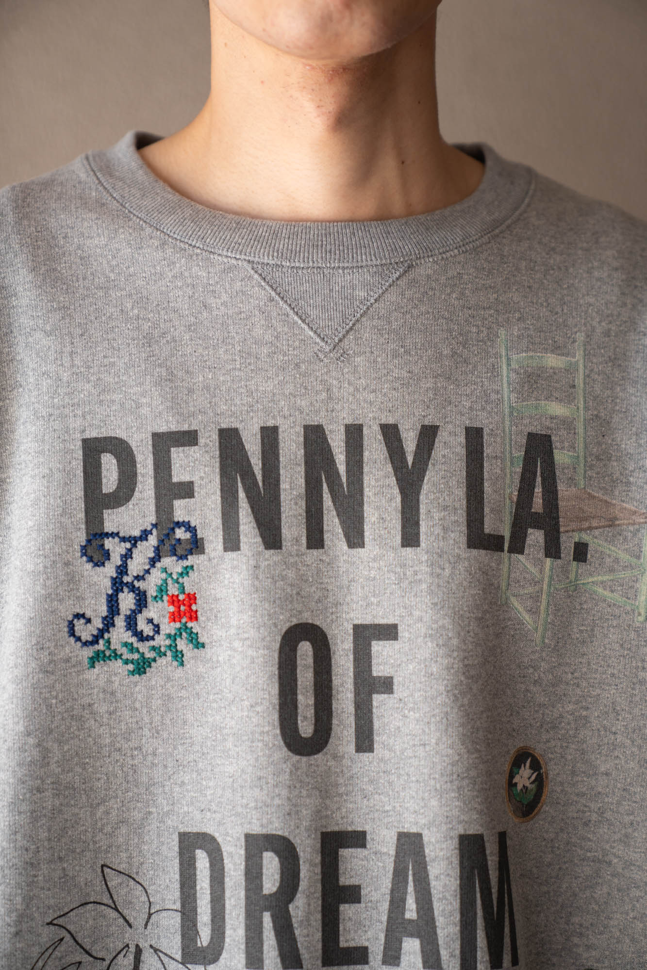 Hand-stitched sweatshirt