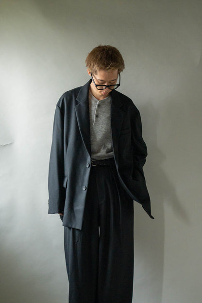 WOOL FLANNEL OVERSIZED SINGLE BREASTED JACKET(ST.1593)