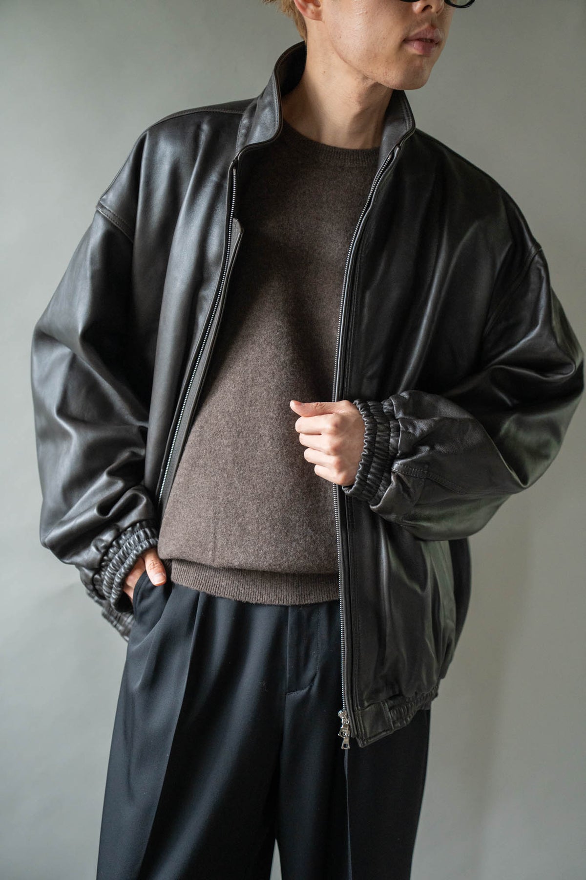 SHEEP LEATHER STAND COLLAR JACKET(ST.1553)