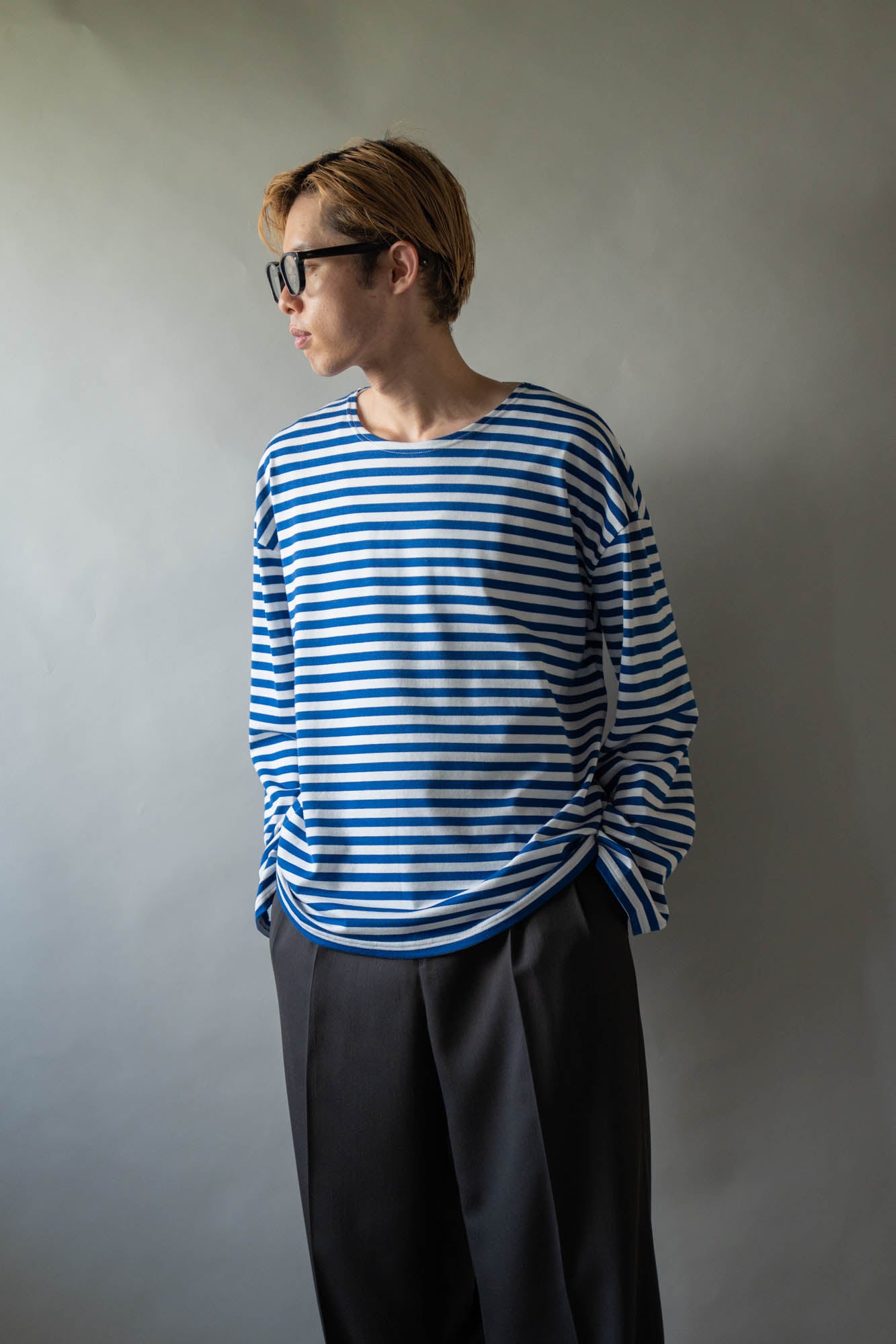 BORDER LONG T SHIRT