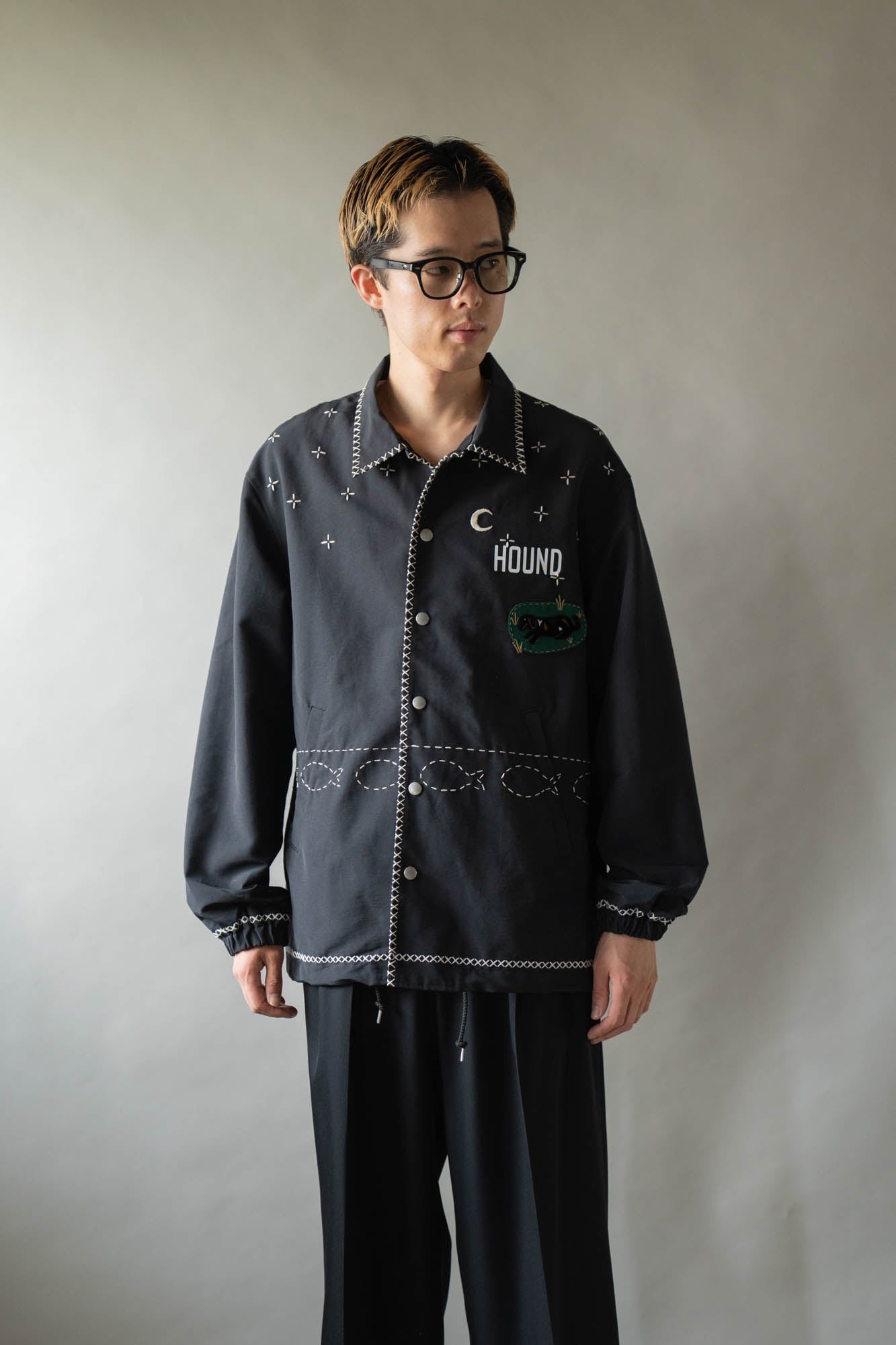 Cross-stitch coach jacket