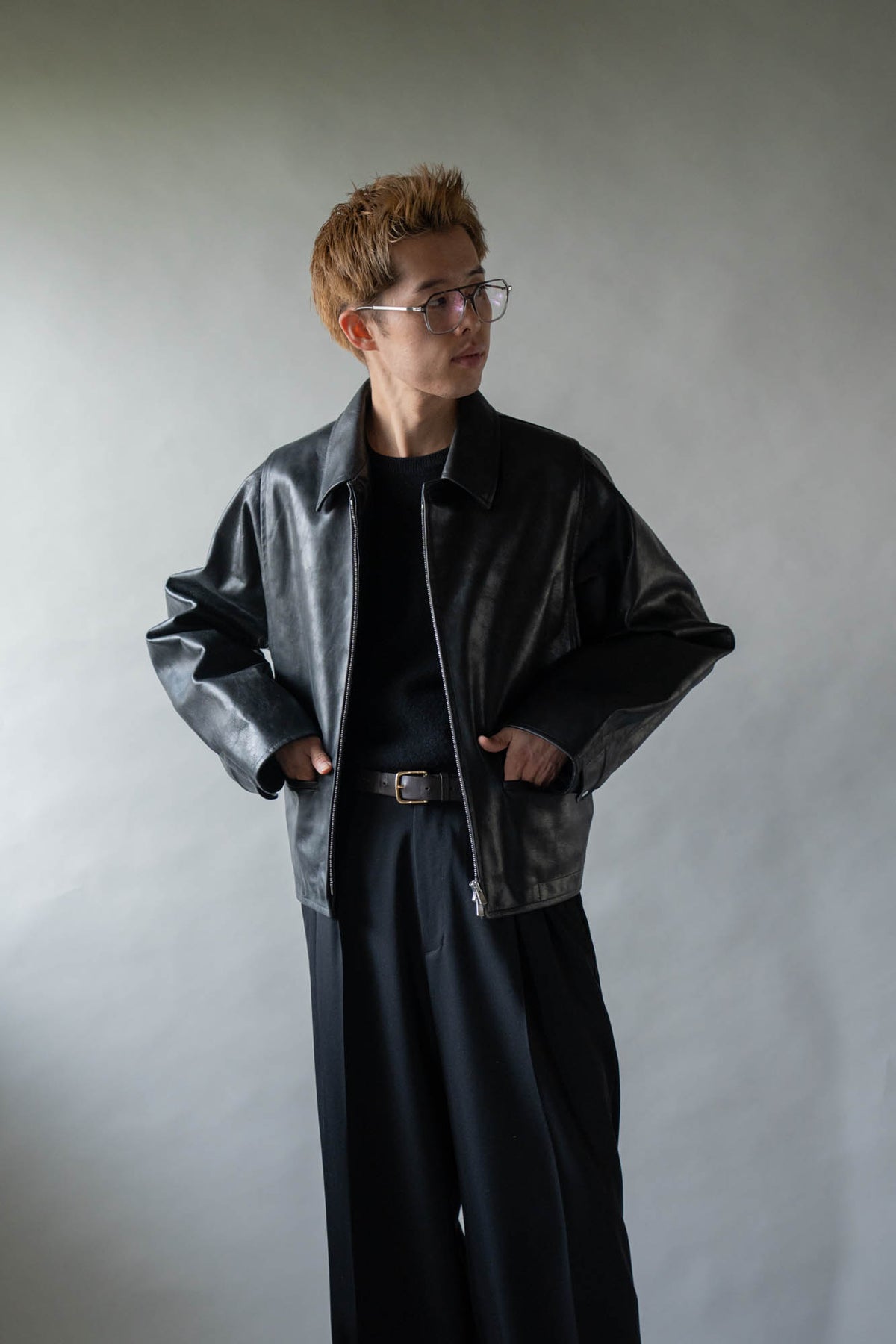 MODIFIED-SLEEVE LEATHER MOTOR JACKET