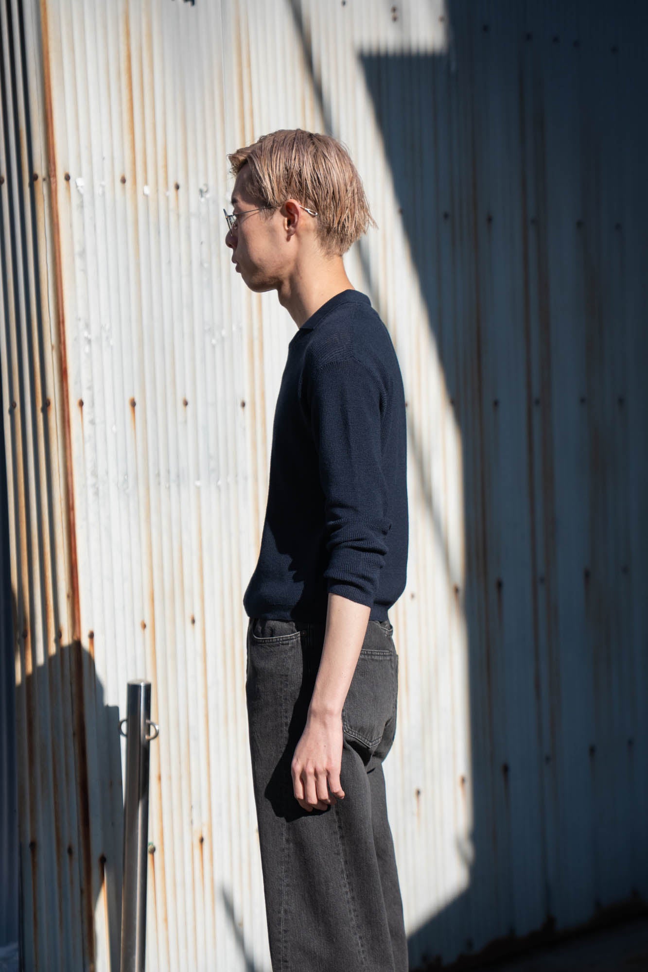 Roll Up Patched Knit in Marcerized Cotton