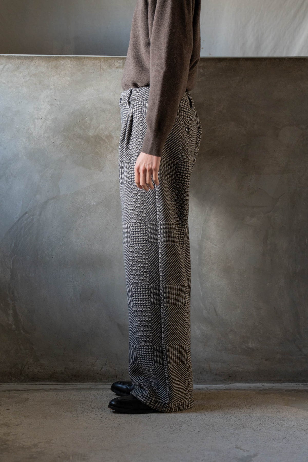 Knitted Tweed Check Trousers