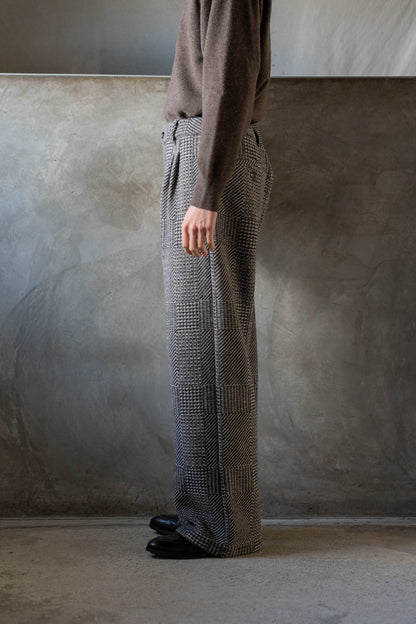 Knitted Tweed Check Trousers